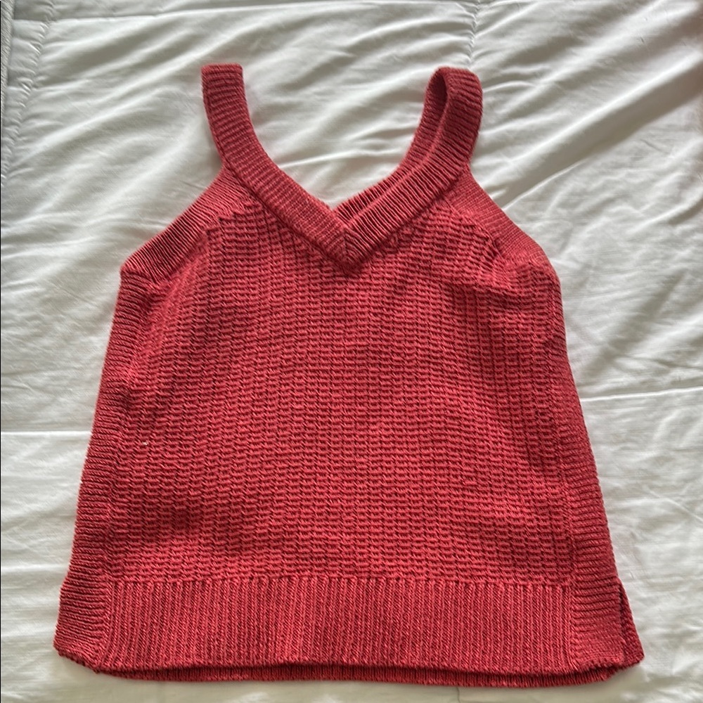 Madewell Red V-Neck Knit Sweater